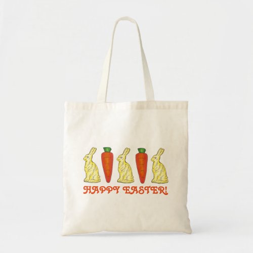 Happy Easter Chocolate Bunnies Rabbit Carrots Tote Bag