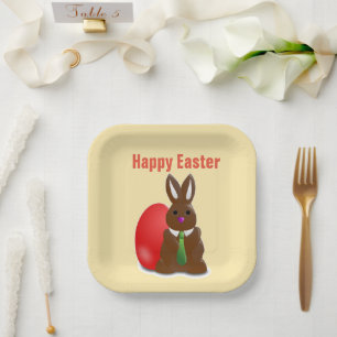 Happy easter chocolate bunny paper plates