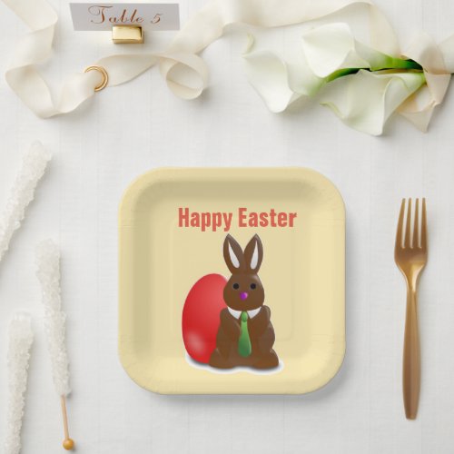 Happy easter chocolate bunny paper plates