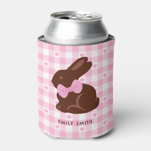 Happy Easter Chocolate Bunny Pink Foam Can Cooler