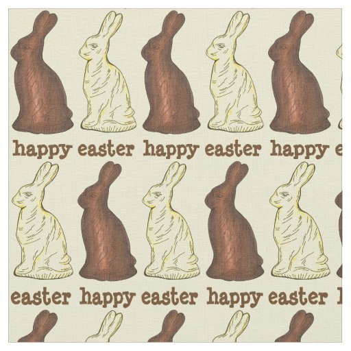 Happy Easter Chocolate Bunny Rabbit Ears Bunnies Fabric