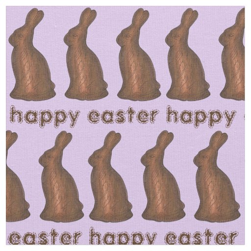 Happy Easter Chocolate Bunny Rabbit Purple Fabric
