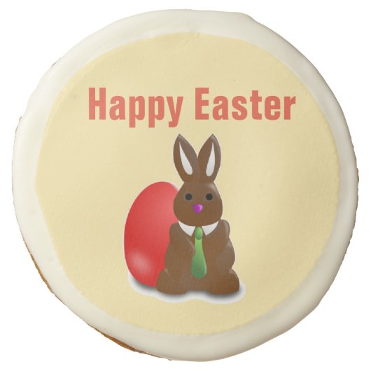 Happy easter chocolate bunny sugar cookie (Front)
