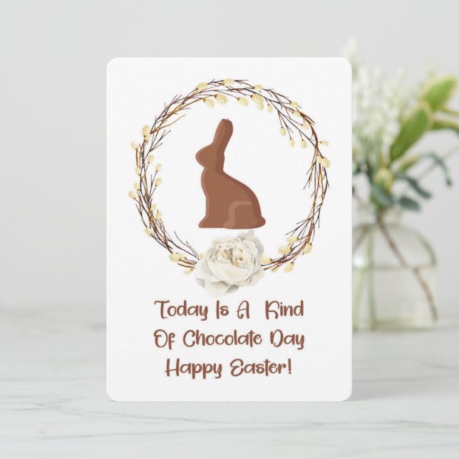 Happy Easter Chocolate Bunny Thank You Card (Standing Front)
