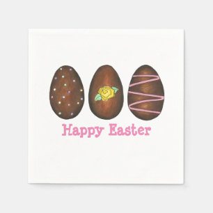 Happy Easter Chocolate Buttercream Egg Candies Paper Napkins