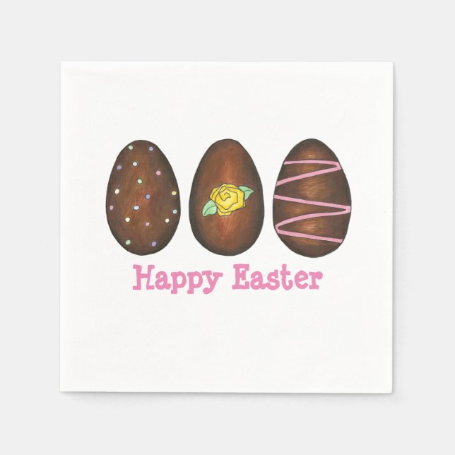 Happy Easter Chocolate Buttercream Egg Candies Paper Napkins (Front)