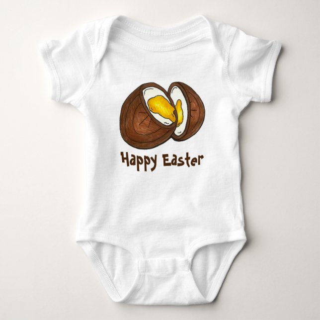 Happy Easter Chocolate Creme Egg Eggs Basket Candy Baby Bodysuit (Front)