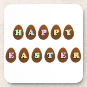 Happy Easter Chocolate Eggs Beverage Coaster