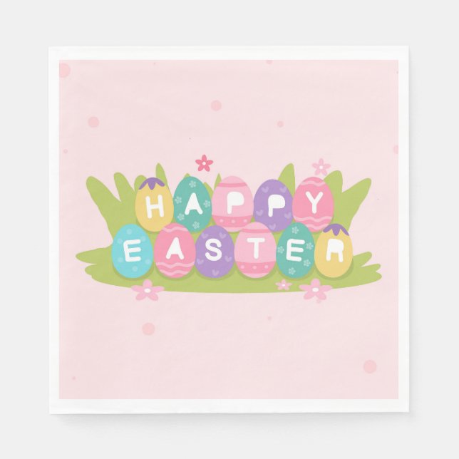 Happy Easter Chocolate Eggs Card Napkins (Front)