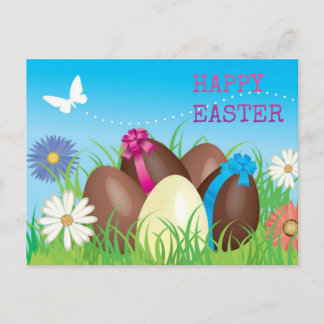 Happy Easter Chocolate Eggs Holiday Postcard