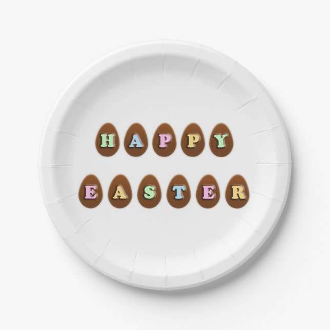 Happy Easter Chocolate Eggs Paper Plates (Front)