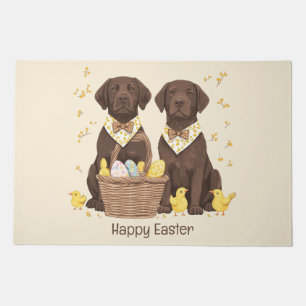 Happy Easter Chocolate Labrador Retriever Dogs Doormat