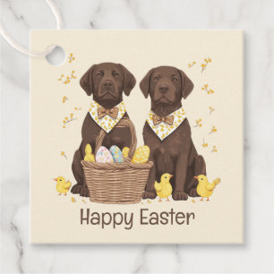 Happy Easter Chocolate Labrador Retriever Dogs Favor Tags