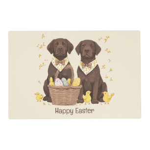 Happy Easter Chocolate Labrador Retriever Dogs Placemat