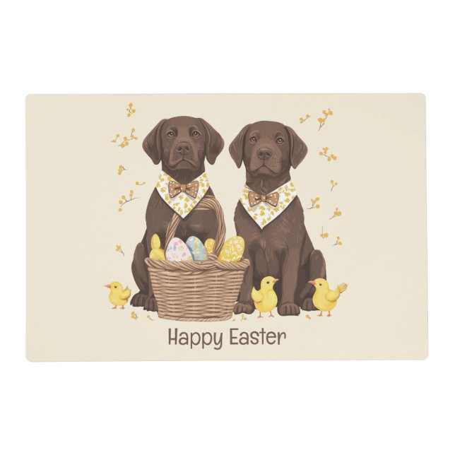 Happy Easter Chocolate Labrador Retriever Dogs Placemat (Front)