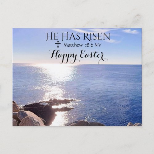 Happy Easter Christ has Risen Blue Ocean Photo Postcard
