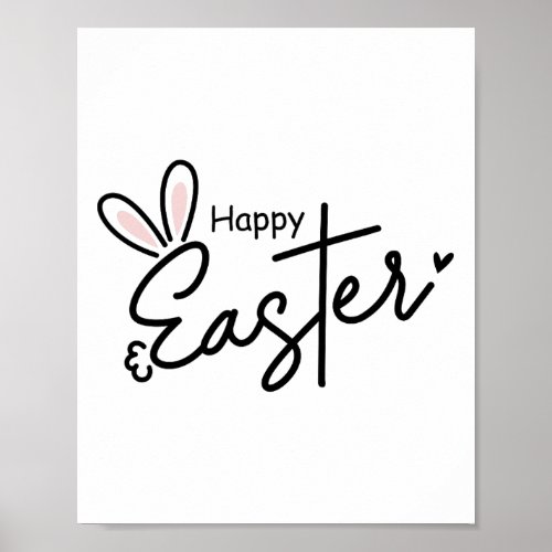 Happy Easter Christian Cross Easter Bunny  Poster