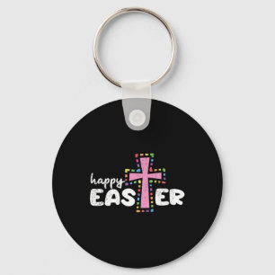 Happy Easter Christian Egg Hunting Spring Cross Keychain