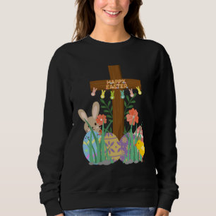 Happy easter christians with easter bunny ducks eg sweatshirt