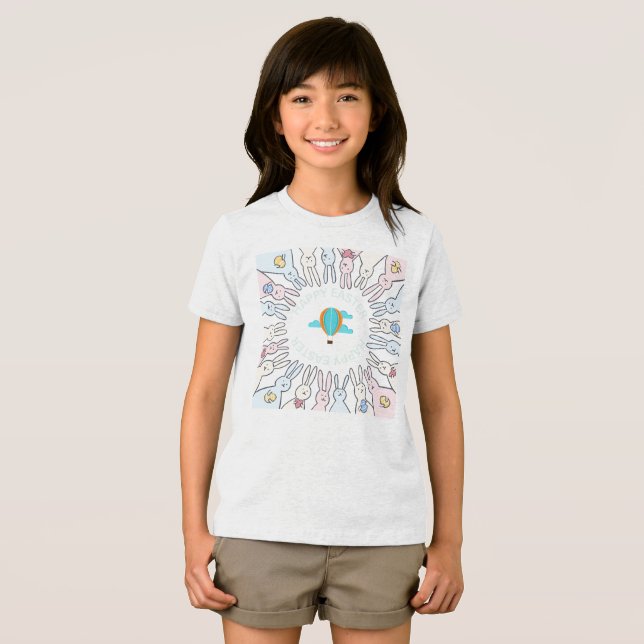 "Happy Easter" Circle of Bunnies Fun Tri-Blend Shirt (Front Full)