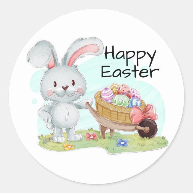 Happy Easter Classic Round Sticker (Front)