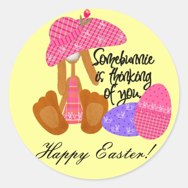 Happy Easter Classic Round Sticker (Front)