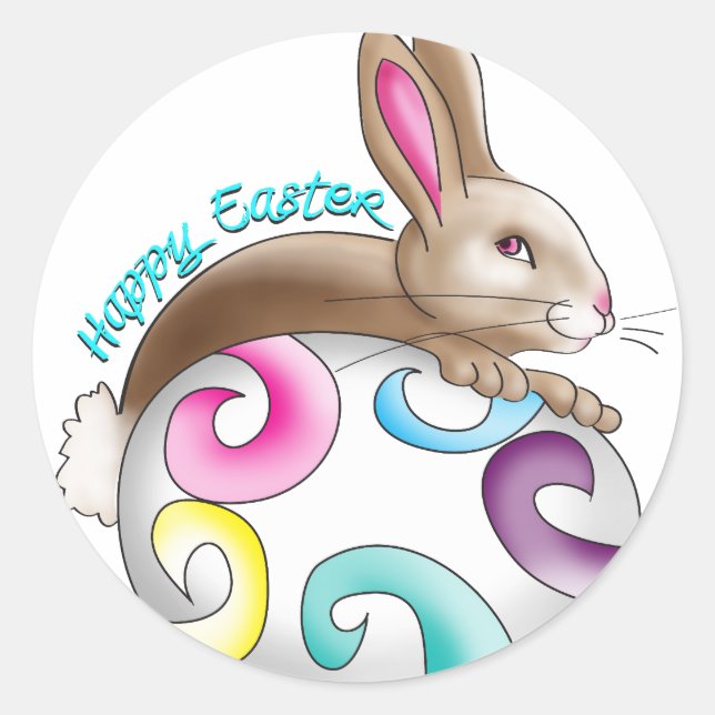 Happy Easter Classic Round Sticker (Front)