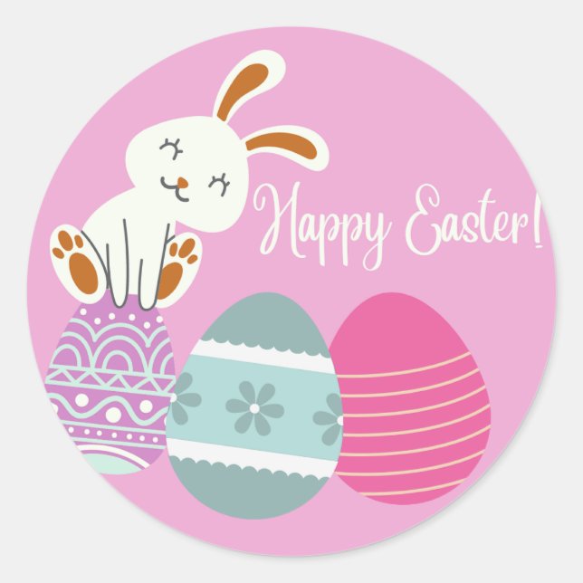 Happy Easter Classic Round Sticker (Front)