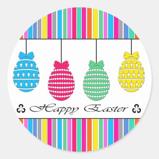 Happy Easter Classic Round Sticker (Front)