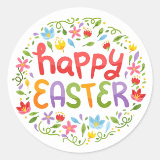 Happy Easter Classic Round Sticker