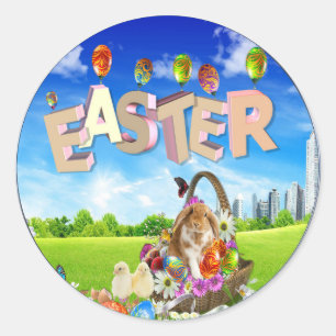 Happy Easter Classic Round Sticker