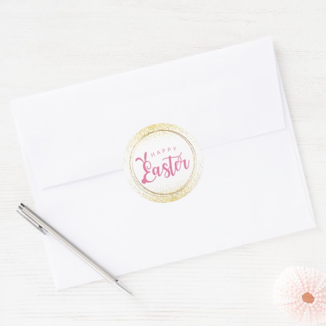 Happy Easter Classic Round Sticker (Envelope)