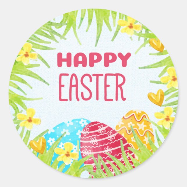 Happy Easter Classic Round Sticker (Front)