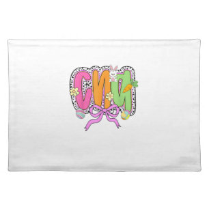 Happy Easter CNA Nurse Coquette Bow Bunny Eggs Wom Cloth Placemat