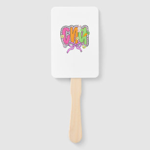 Happy Easter CNA Nurse Coquette Bow Bunny Eggs Wom Hand Fan