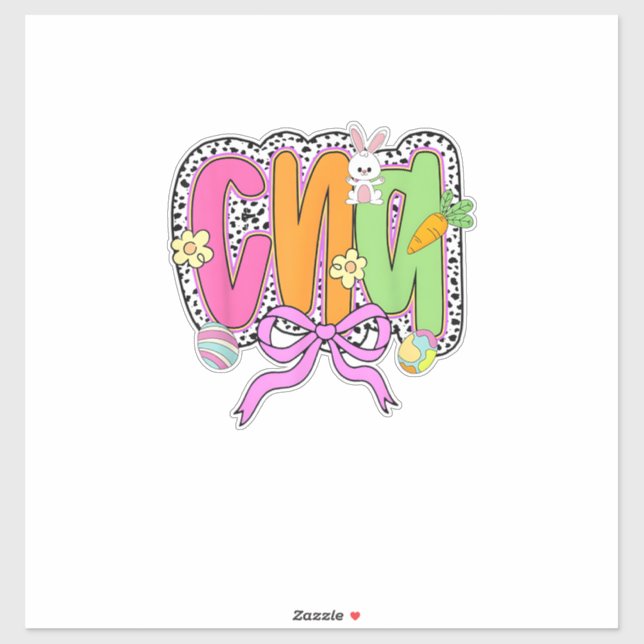 Happy Easter CNA Nurse Coquette Bow Bunny Eggs Wom Sticker (Sheet)