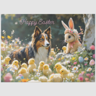 Happy Easter Collie and Chicks Tissue Paper