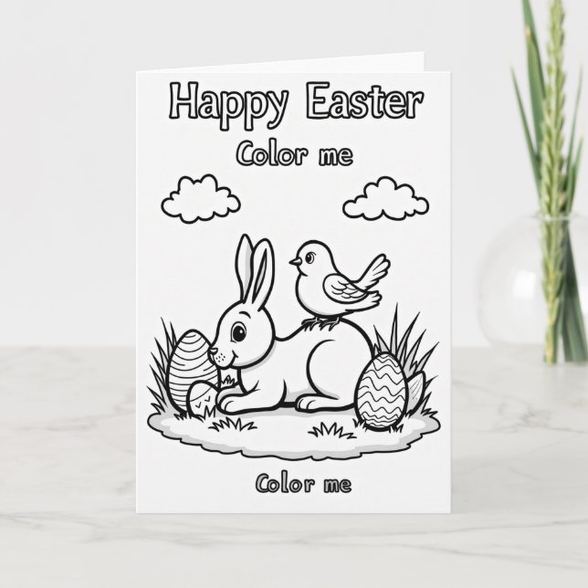 Happy Easter Color Me Card (Front)