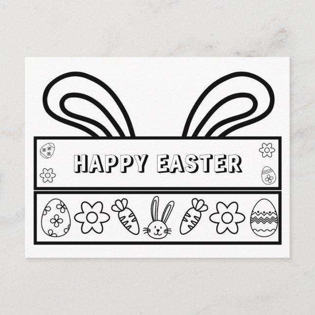 Happy Easter - Colorable Postcard for Kids (Front)