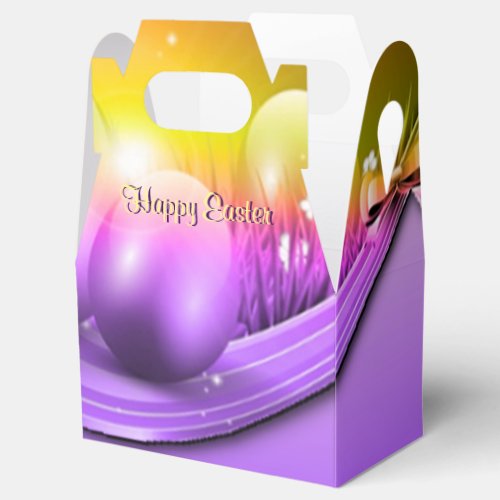 Happy Easter Colored Eggs Gable Favor Box