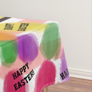 Happy Easter Colorful Beans Watercolor Tablecloth