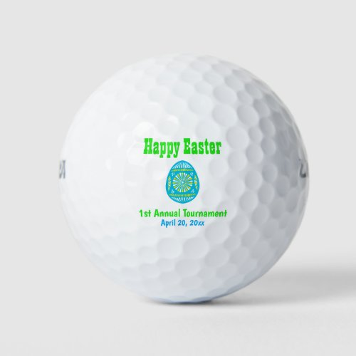 Happy Easter Colorful Blue Egg Tournament Golf Balls