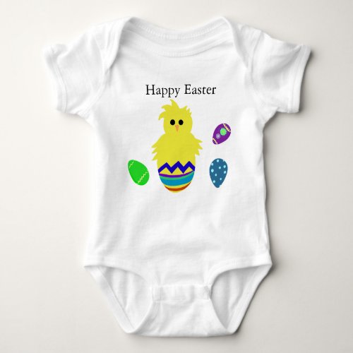 Happy Easter Colorful Chick Eggs Baby Bodysuit