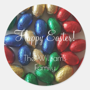 Happy Easter Colorful Chocolate Eggs Photography Classic Round Sticker