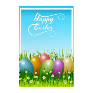 "HAPPY EASTER" COLORFUL EASTER EGGS ACRYLIC PRINT