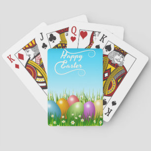 "HAPPY EASTER" COLORFUL EASTER EGGS POKER CARDS