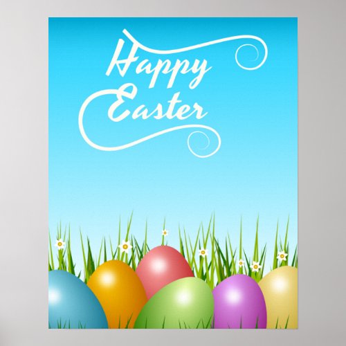 HAPPY EASTER COLORFUL EASTER EGGS POSTER