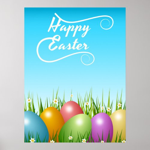 HAPPY EASTER COLORFUL EASTER EGGS POSTER