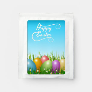 "HAPPY EASTER" COLORFUL EASTER EGGS TEA BAG DRINK MIX