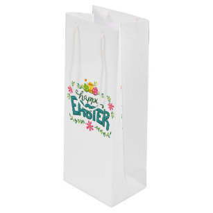 Happy Easter Colorful Easter Eggs Wine Gift Bag